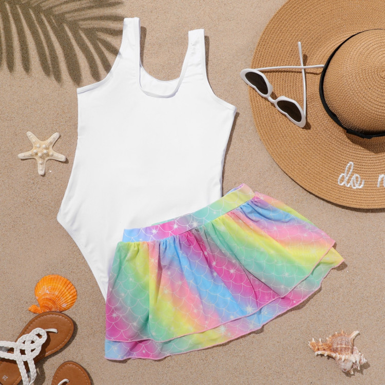 Παιδικό μαγιό γοργόνα για κοριτσάκια Λευκό 2 Κομμάτια