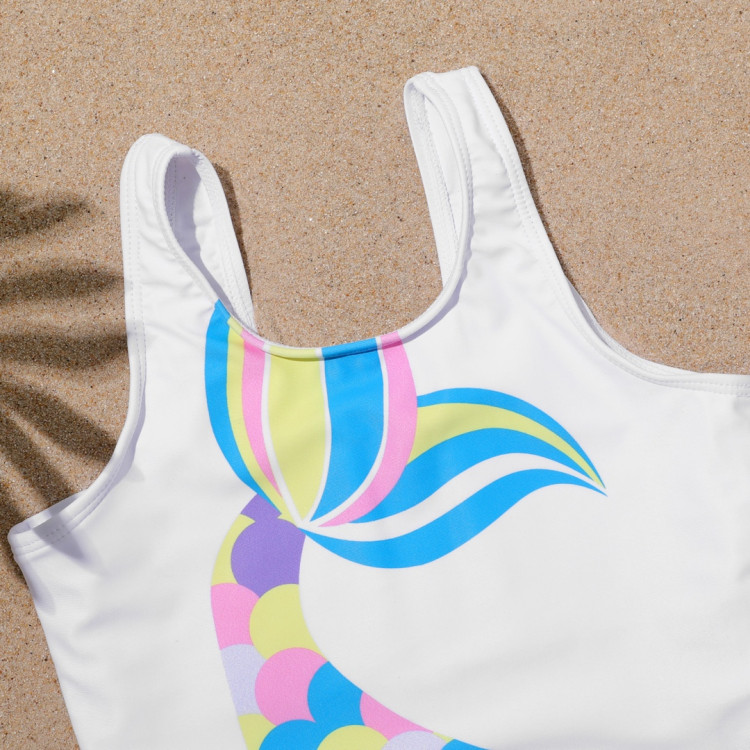 Παιδικό μαγιό γοργόνα για κοριτσάκια Λευκό 2 Κομμάτια