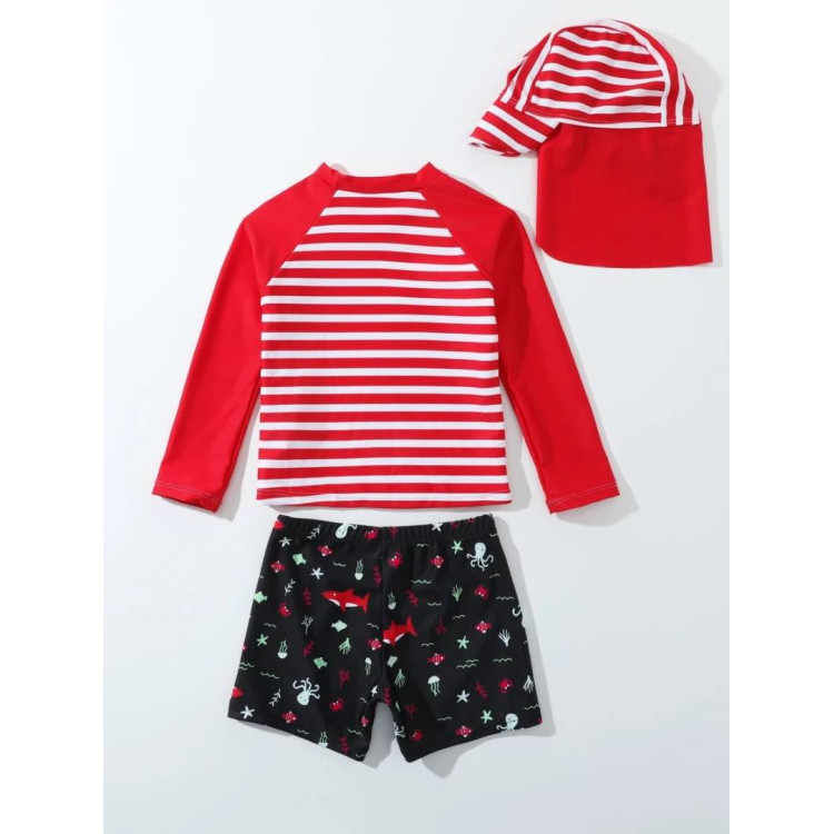 Παιδικό μαγιό με καπελάκι Κόκκινο