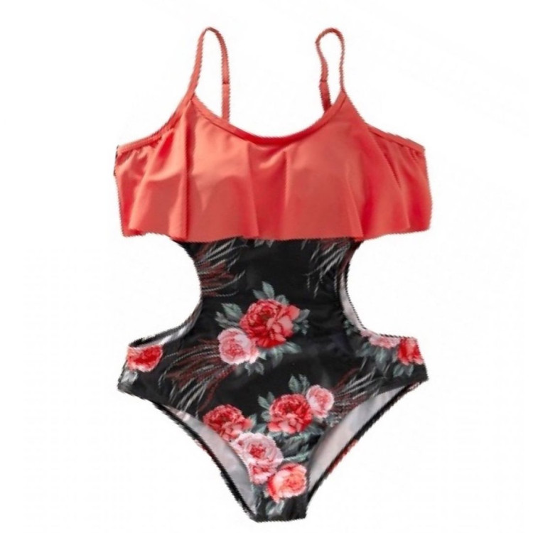 Μαγιό Floral Print για τη μαμά ή την κόρη Μαύρο - Κόκκινο Μαγιό Floral Print για τη μαμά ή την κόρη Μαύρο - Κόκκινο