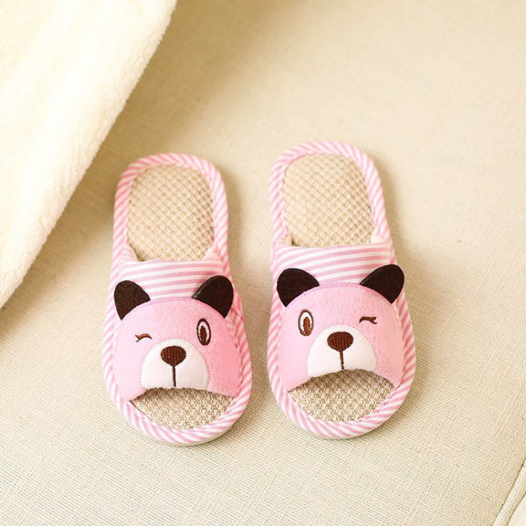 Kids Striped Animal Household Slippers - Pink
