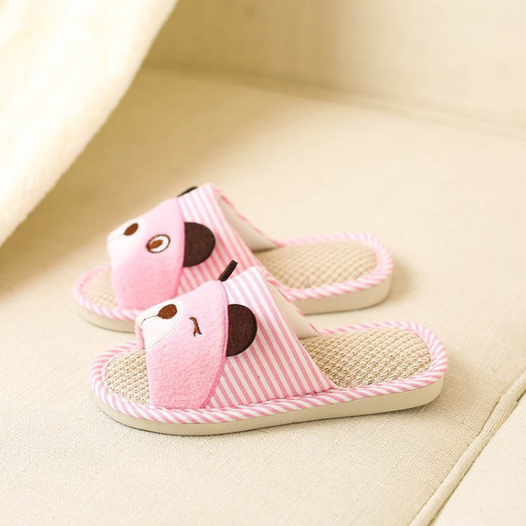 Kids Striped Animal Household Slippers - Pink