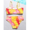 Kid Girl Colorblock Suspender Swimsuit- Yellow