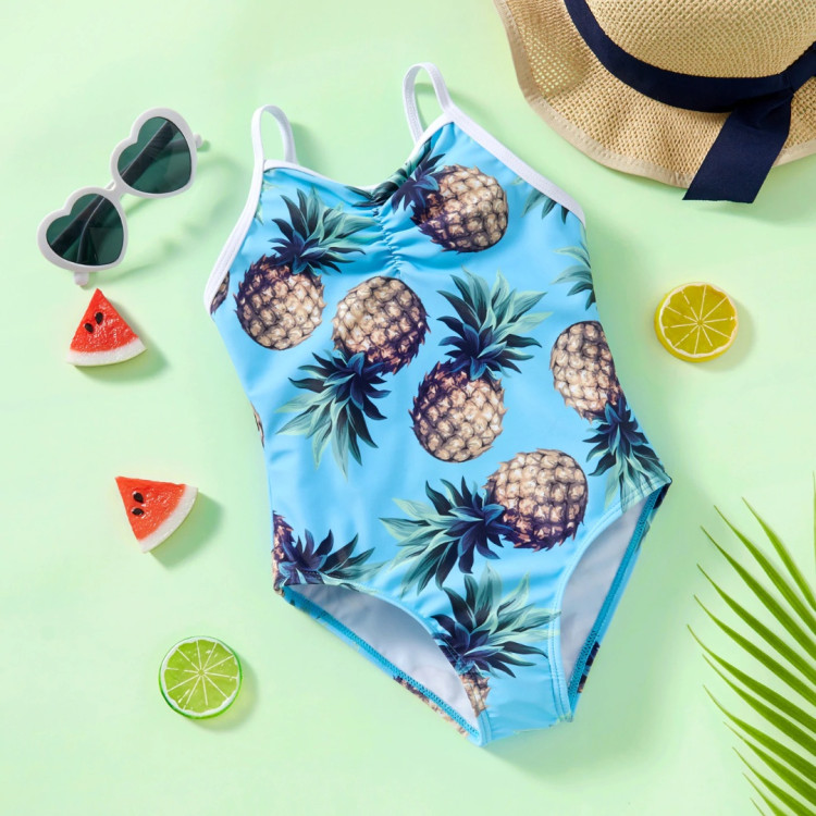 Pineapple Tank Swimsuit - Light Blue