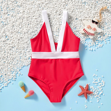 Ολόσωμο Παιδικό Κόκκινο μαγιό για κοριτσάκια 