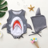 2pcs Baby Boy Sea Shark Cute Swimsuit - Grey