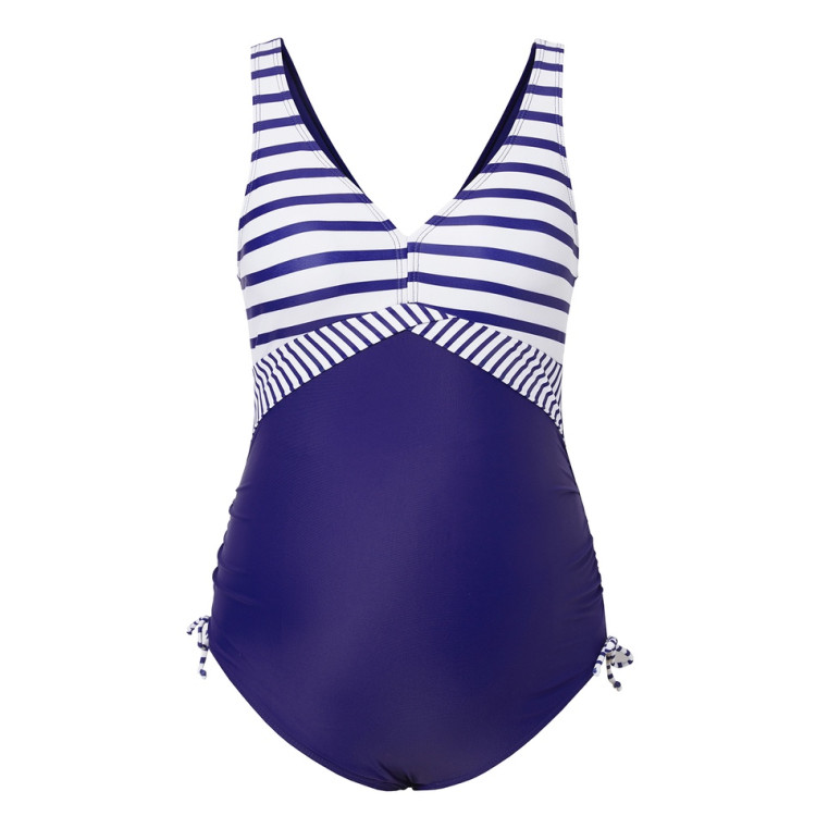 Maternity Stripes full print swimsuit Blue
