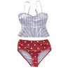 Spot and Striped Family Matching Swimsuit - red
