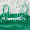 Ruffle Decor Hollow Out Solid Matching Swimsuit - Green
