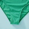 Ruffle Decor Hollow Out Solid Matching Swimsuit - Green
