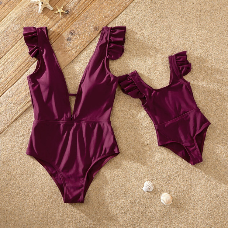 Μαγιό για την Μαμά ή την κόρη Κόκκινο Burgundy