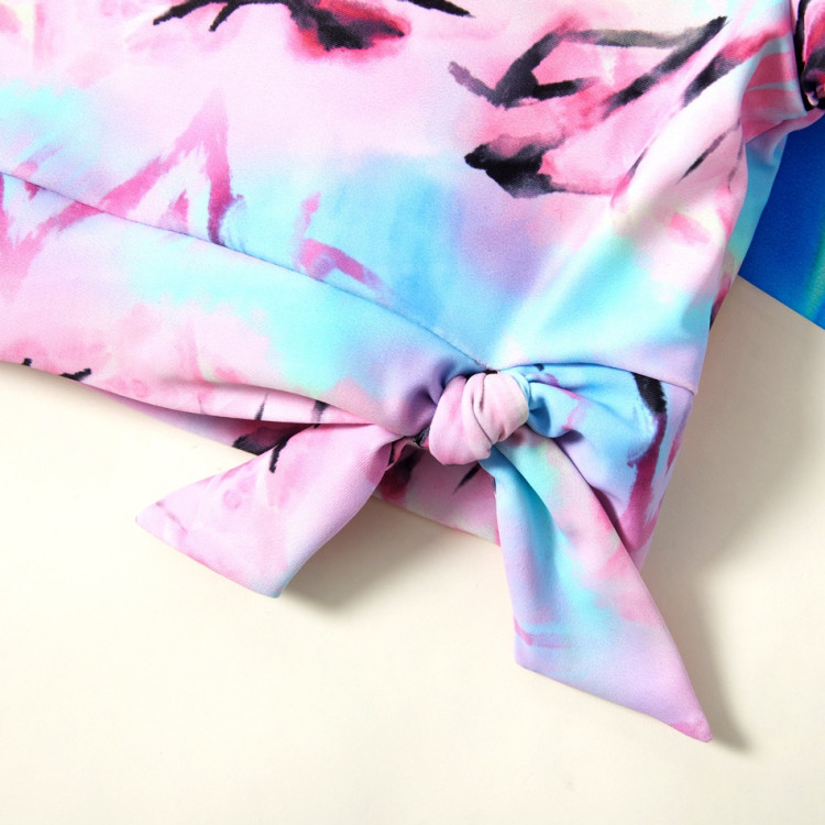 3-piece Girl Geometric Print Swimsuit - Multi-color