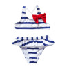 2-piece Stripe Bowknot Camisole and Briefs Swimsuit - White