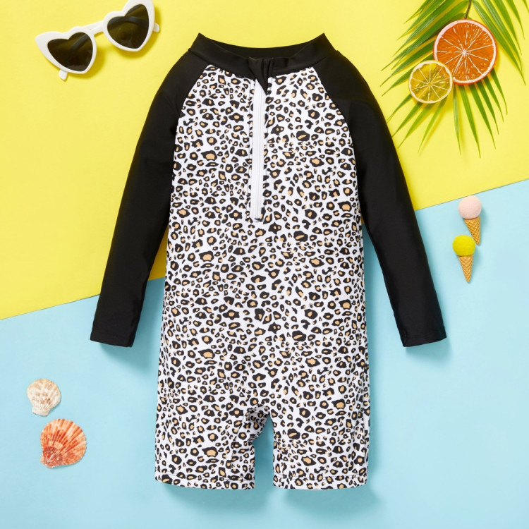 Ολόσωμο παιδικό μαγιό Λεοπάρ Μαύρο