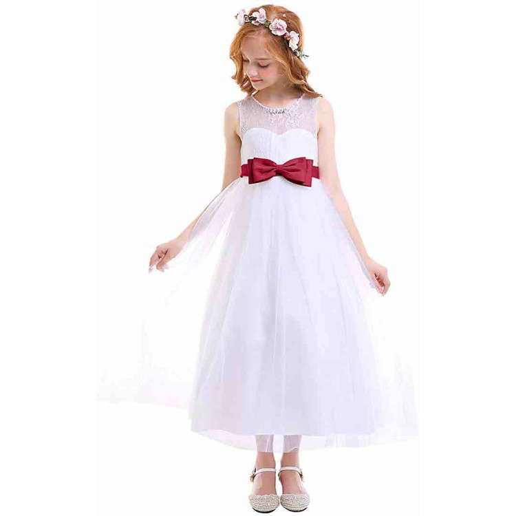 Dress for girls White with Red