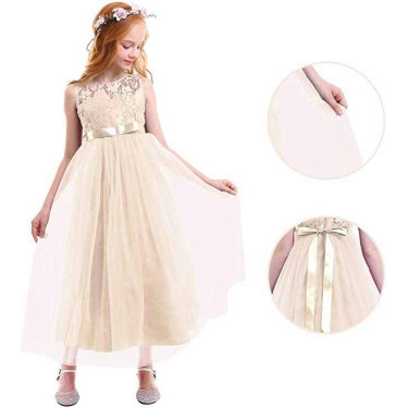 Φορεματάκι παιδικό μακρύ μπεζ