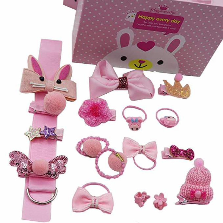 Σετ με αξεσουάρ για τα μαλλιά σε κουτί - Σκούρο Ροζ