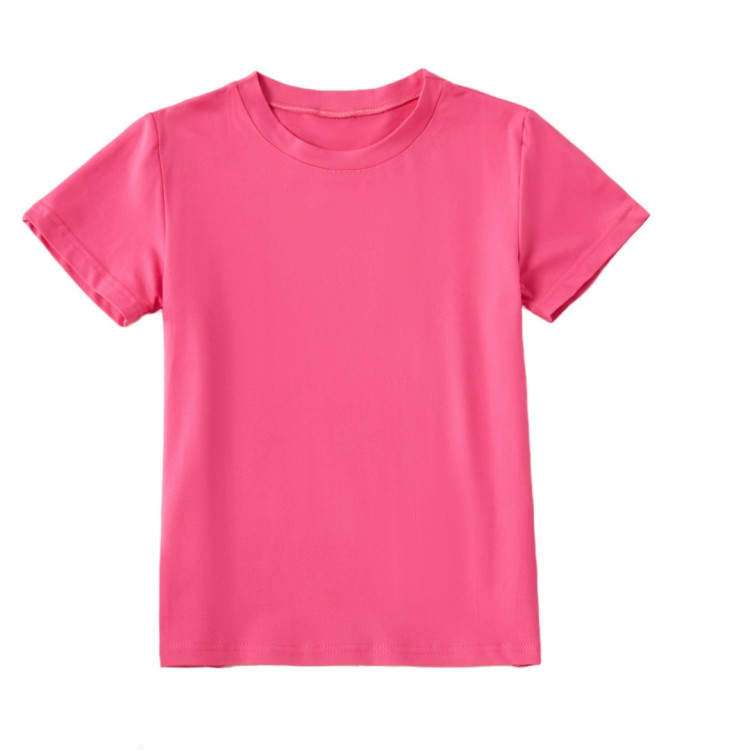 Casual Round-collar Short-sleeve Tee Pink