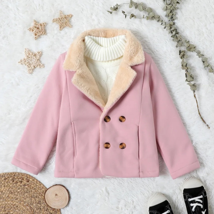 Παιδικό παλτό για κοριτσάκια σε χρώμα Ροζ