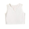 Neck Solid Color Ribbed Tank Top - White