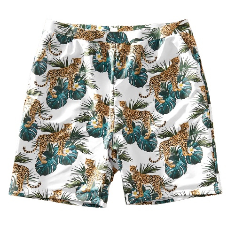 Jungle Tiger Print Matching Swimsuits Turquoise for Boys