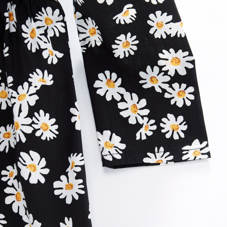 Παιδικό Φορεματάκι καθημερινό Μαύρο με Λουλουδάκια