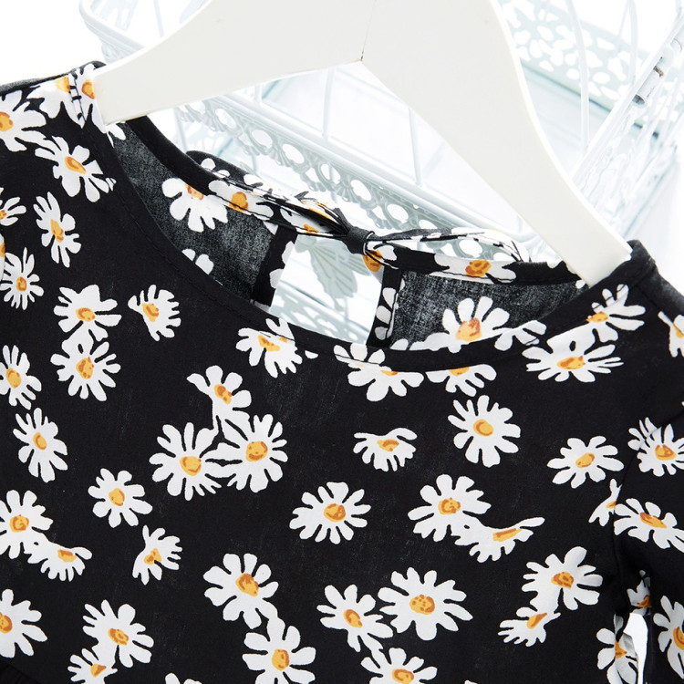 Παιδικό Φορεματάκι καθημερινό Μαύρο με Λουλουδάκια