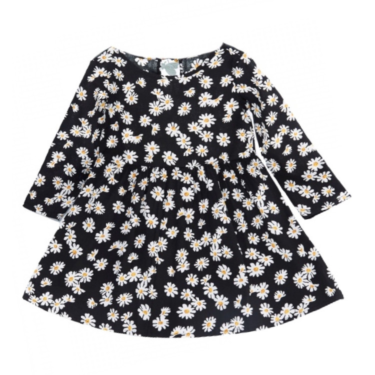 Παιδικό Φορεματάκι καθημερινό Μαύρο με Λουλουδάκια