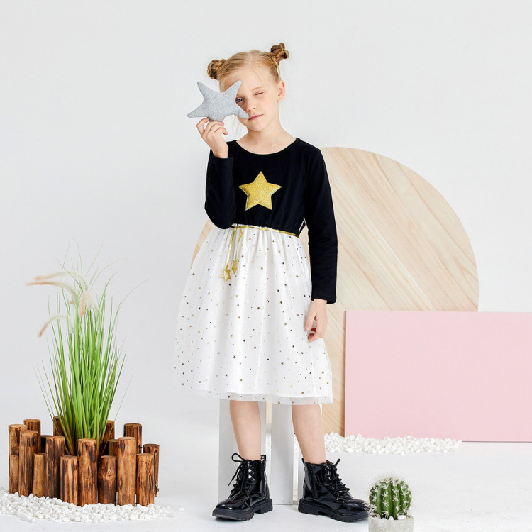 Golden Stars Παιδικό Φορεματάκι - Μαύρο Golden Stars Παιδικό Φορεματάκι - Μαύρο