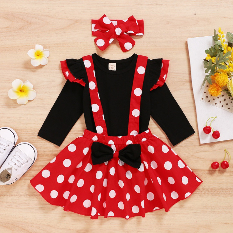 Βρεφικό Φορεματάκι κόκκινο με μαύρο μπλουζάκι