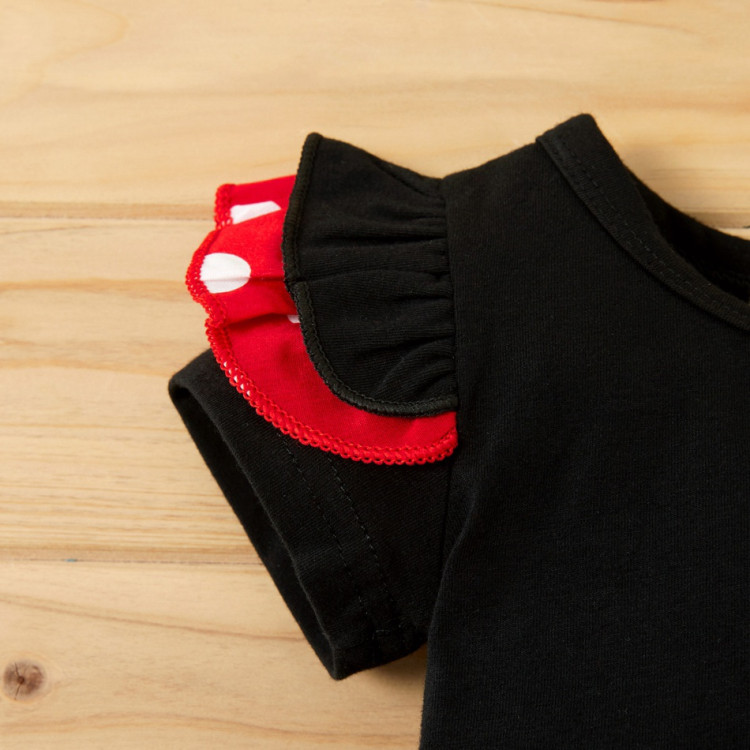 Βρεφικό Φορεματάκι κόκκινο με μαύρο μπλουζάκι