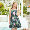 Φορεματάκι Παιδικό Λουλουδάτο Μαύρο - Πράσινο