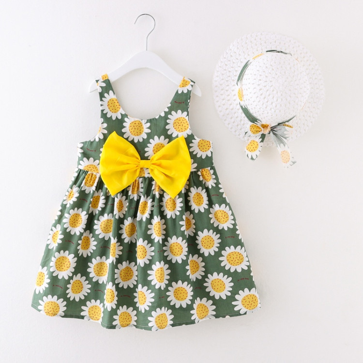 Παιδικό Φορεματάκι με καπελάκι Sunflower Λευκό - πράσινο