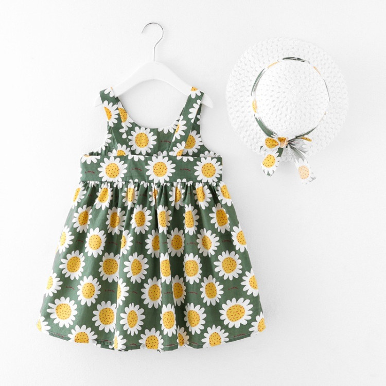 Παιδικό Φορεματάκι με καπελάκι Sunflower Λευκό - πράσινο