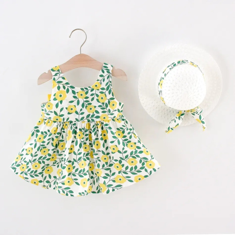 Παιδικό Φορεματάκι Κίτρινο -  με καπελάκι