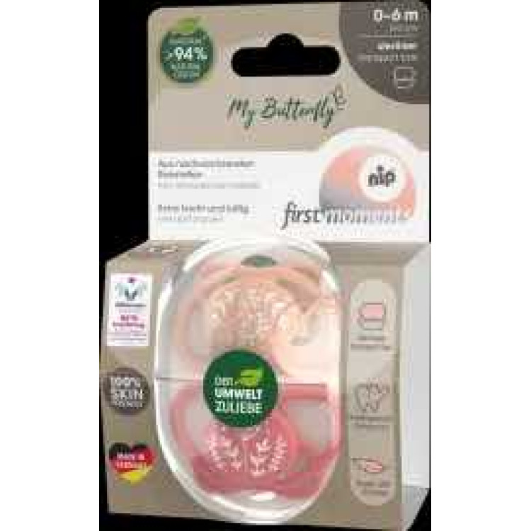 Nip πιπίλες με κουτάκι first moments Butterfly Ροζ  2τμχ
