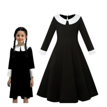 2 κομματια Παιδική στολή μακρομάνικη Wednesday Addams - Μαύρη