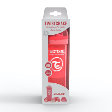 Twistshake Μπιμπερό Κατά των Κολικών Κόκκινο 330ml