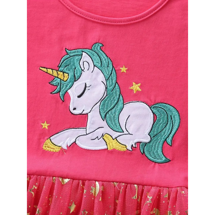 Καθημερινό Παιδικό Φορεματάκι unicorn - Ροζ