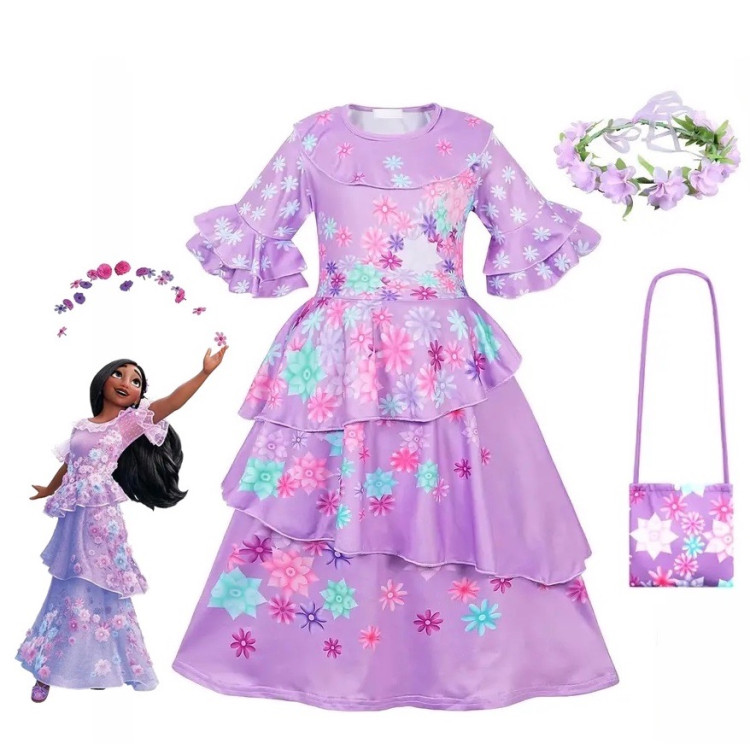 Παιδική στολή Μωβ Princess Flower με αξεσουάρ