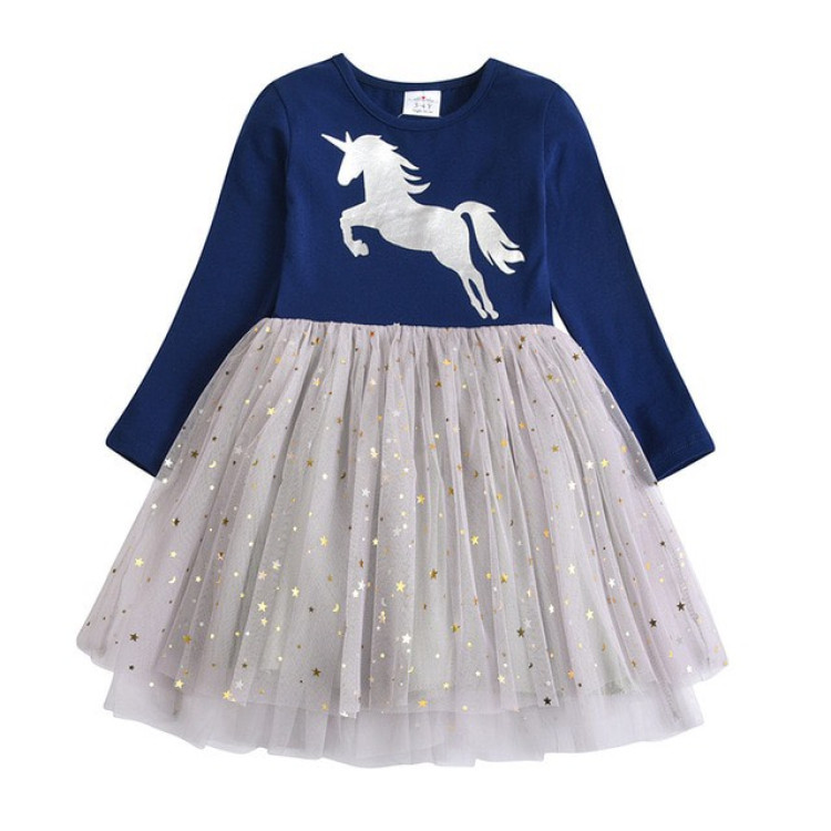 Girl Dress Blue Unicorn