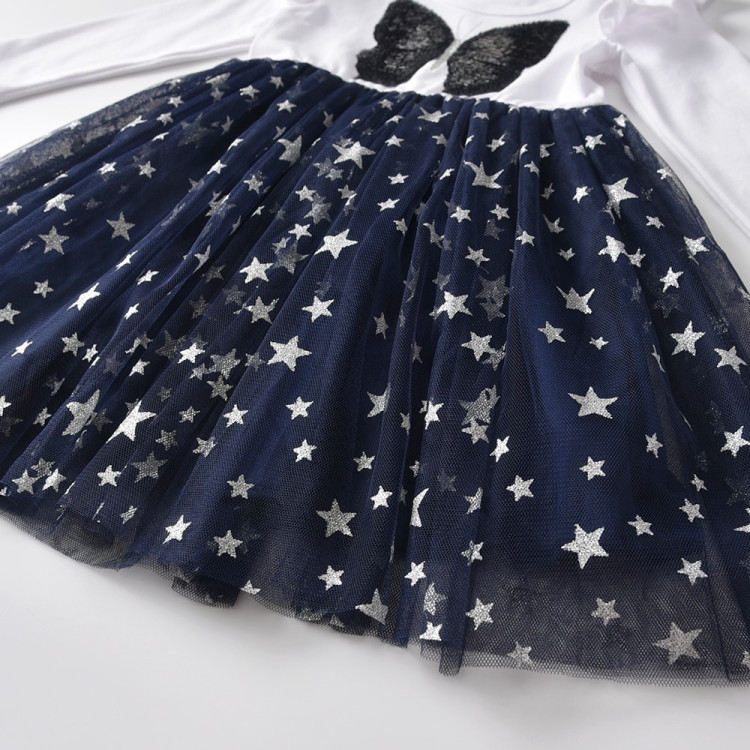 Παιδικό Φορεματάκι Καθημερινό Μπλε Λευκό με Πεταλουδίτσα