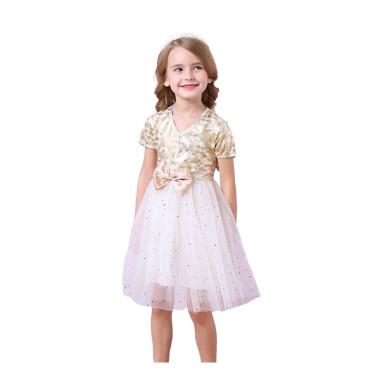 Παιδικό Φορεματάκι Καθημερινό Λευκό με Χρυσό