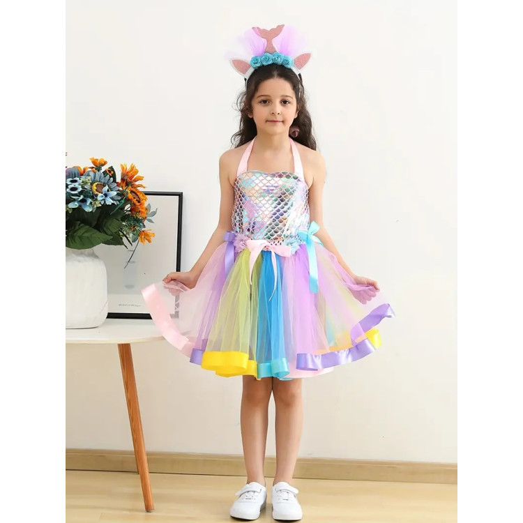 Παιδική στολή με κορδέλα για τα μαλλιά γοργόνα